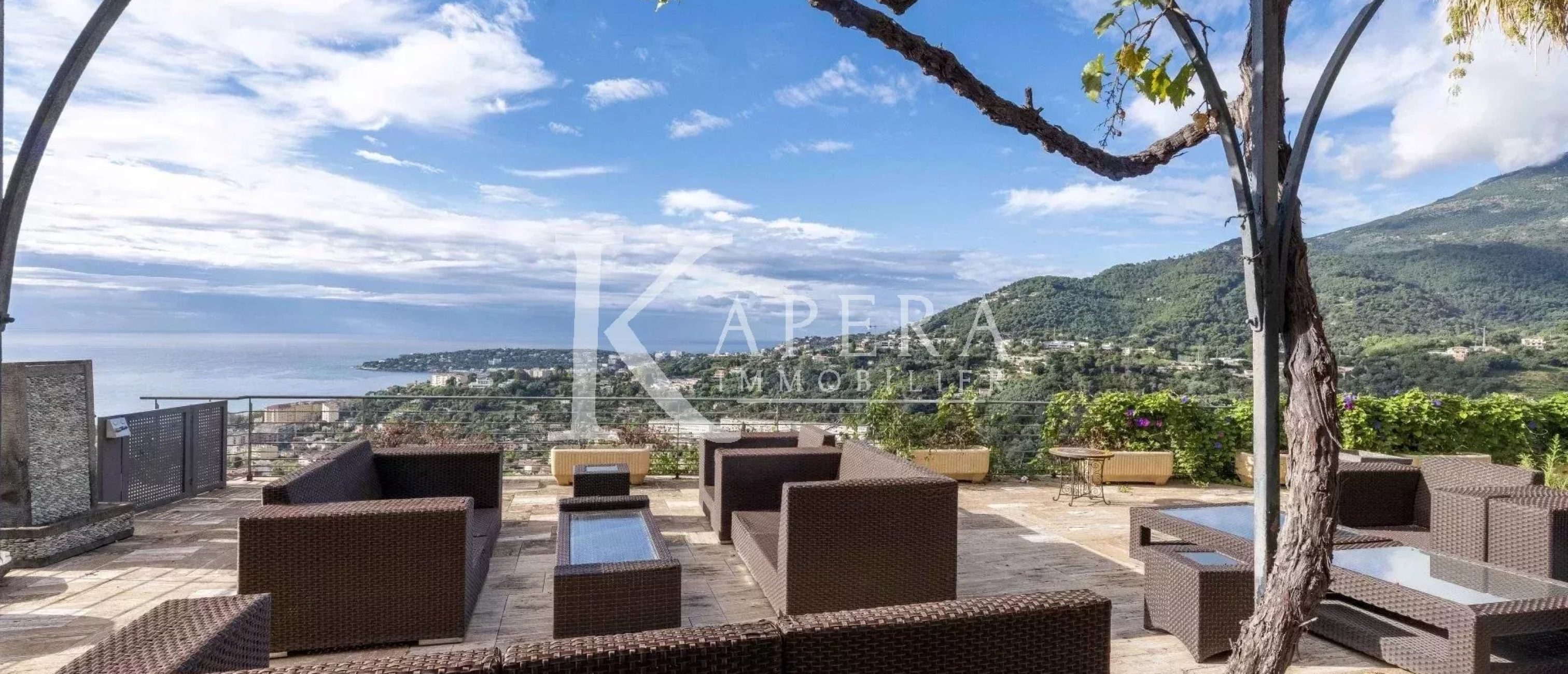 VENTE VILLA 7P 335M² - MENTON - VUE PANORAMIQUE MER ET MONTAGNES
