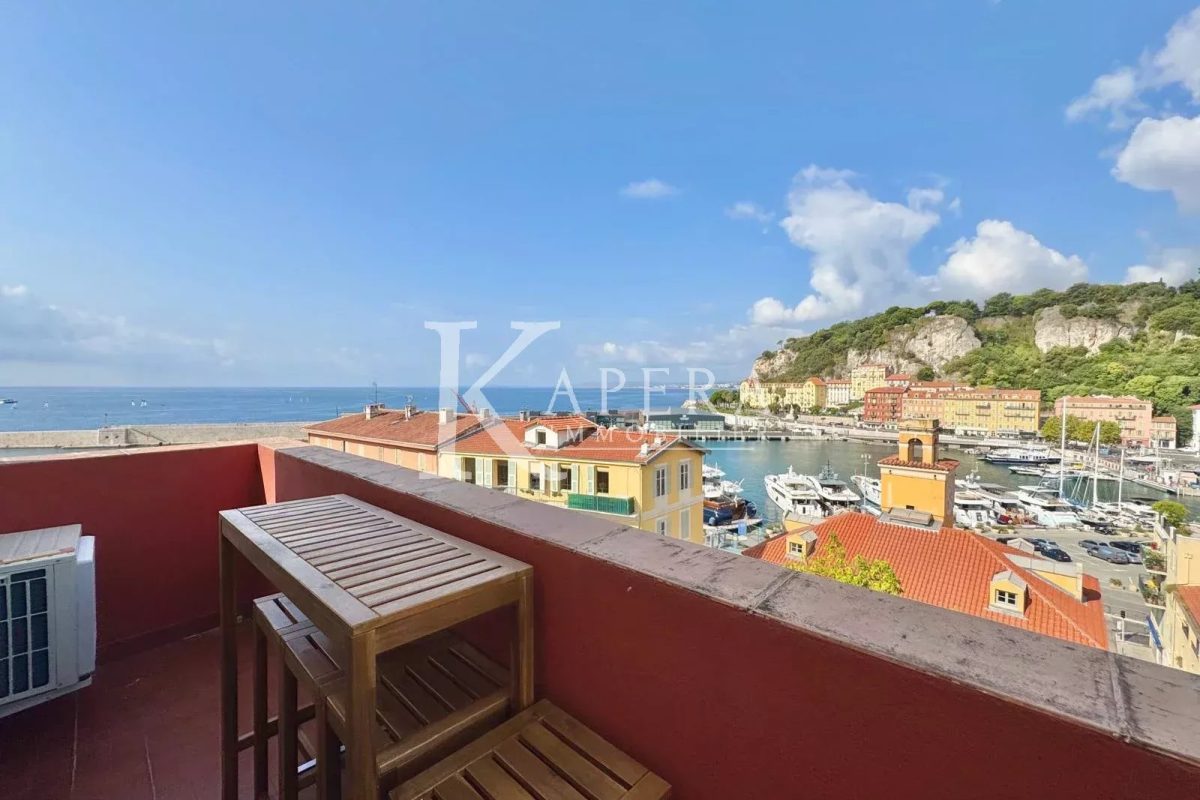 LOCATION MEUBLÉE 10 MOIS – NICE LE PORT – 2P 48M² AVEC TERRASSE ET VUE MER PANORAMIQUE