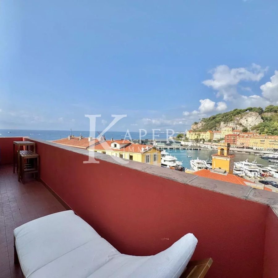 LOCATION MEUBLÉE 10 MOIS – NICE LE PORT – 2P 48M² AVEC TERRASSE ET VUE MER PANORAMIQUE