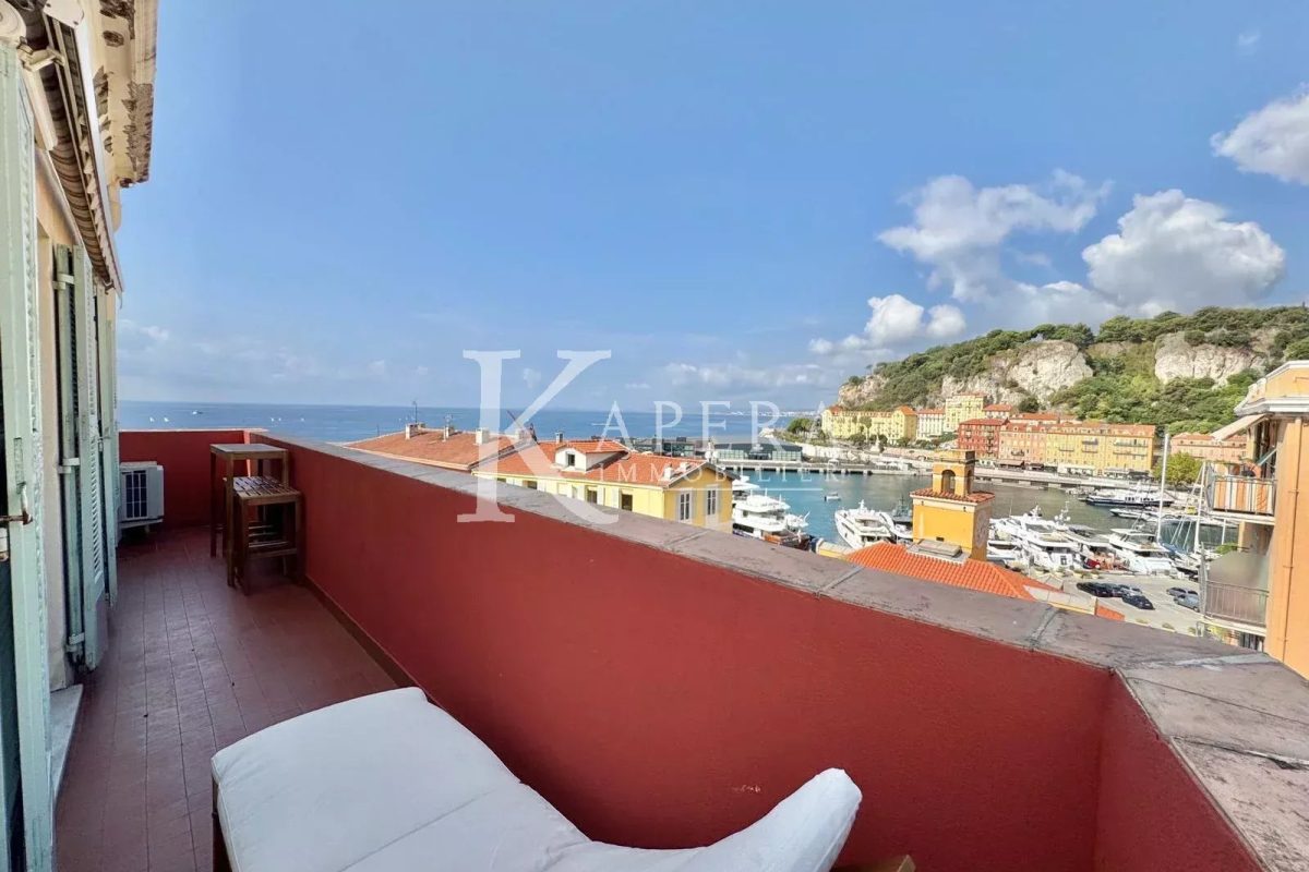 LOCATION MEUBLÉE 10 MOIS – NICE LE PORT – 2P 48M² AVEC TERRASSE ET VUE MER PANORAMIQUE